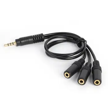 

32cm Audio Splitter Cable 3.5mm 3/4 Pole Portable Small Size Gold-Plated Plug Male Plug to 3 Way 3 Output Stereo Female