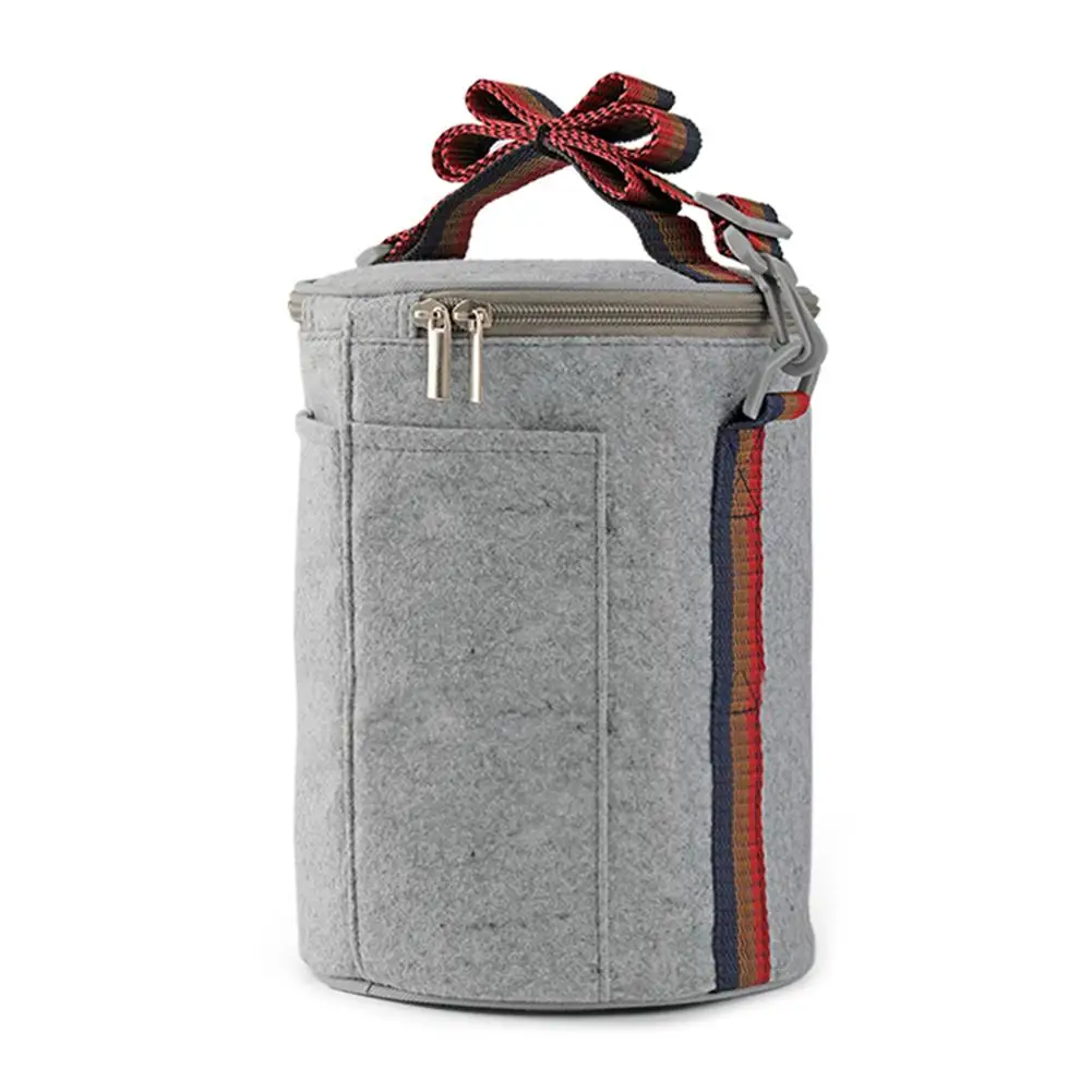 Felt Cloth Insulation Bags Lunch Box Bags Handbags Students Round Foil Tote Storage Bag