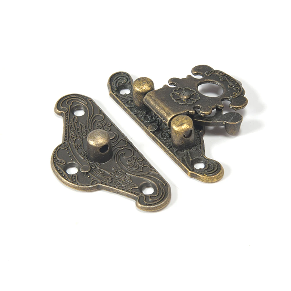 Antique Bronze Hasp Latch Jewelry Wooden Box Lock Mini Cabinet Buckle Case Locks Decorative Handle 3 Size Clasp Lock 4pcs