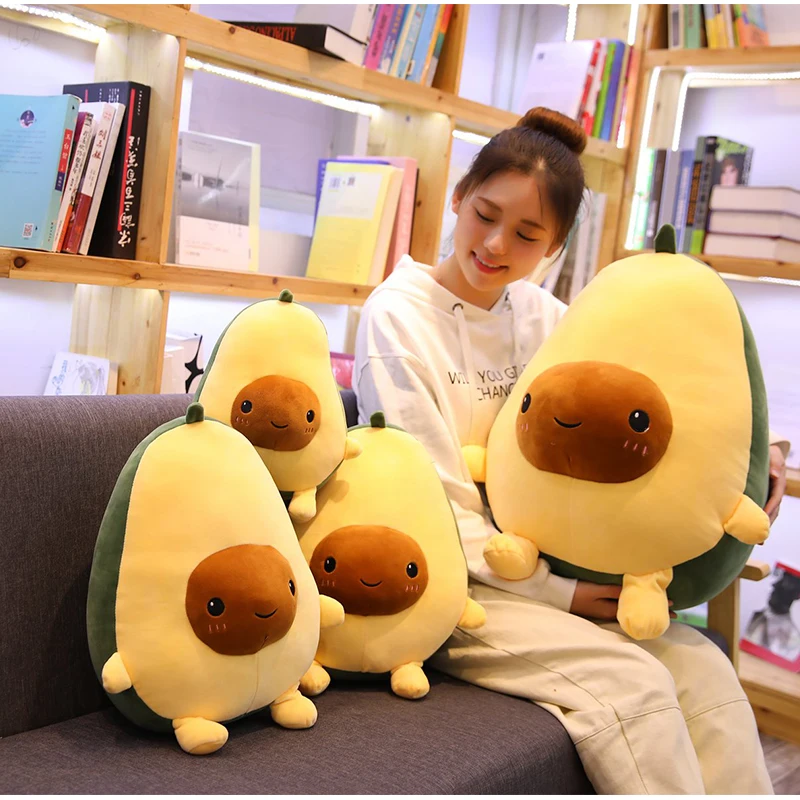 30-60CM Cute Avocado Stuffed Plush Toy Soft Baby Doll Cartoon Fruit Pillow Sofa Cushion Kids Girls Christmas Birthday Gifts