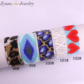 

5PCS, Heart Eye Geometric Pattern Chic Araband Woven Bracelet Miyuki Bohemia Girl Women Jewelry
