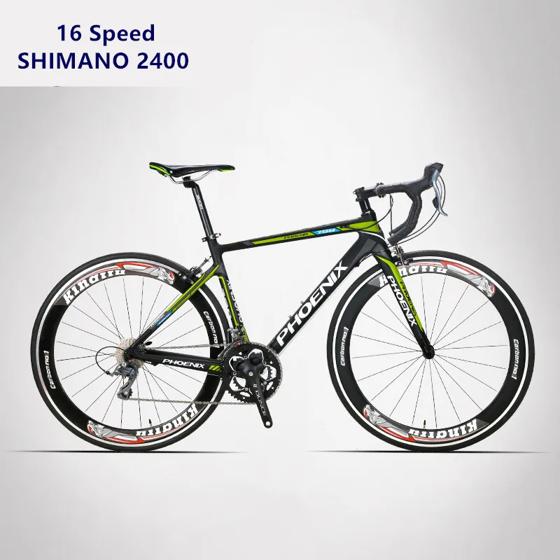 B 16 Speed green Бренд дорожный велосипед из углеродного волокна Рама 16/18 скорость SHIMAN0 2400/3500 свет Велоспорт гоночный велосипед Спорт на открытом воздухе Bicicleta - Цвет: B 16 Speed green