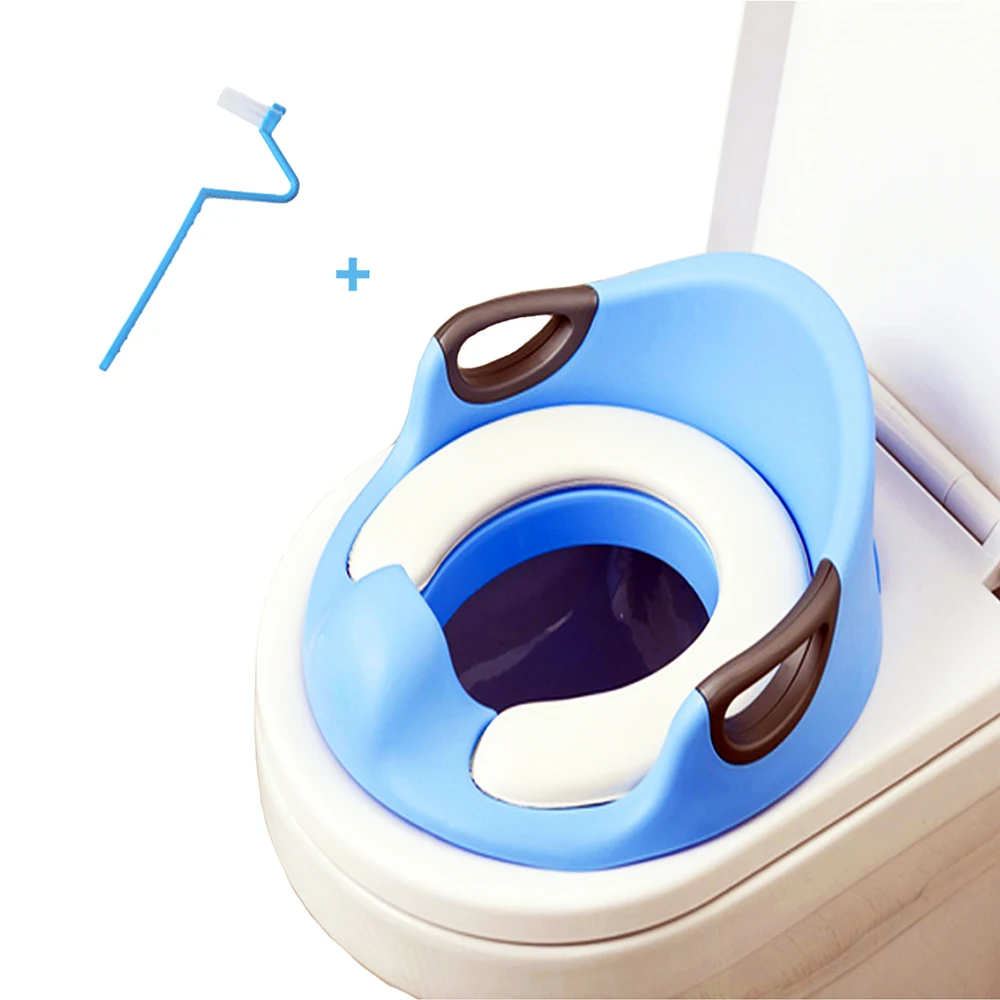 

Portable Potty Urinal Baby Toilet Soft PU Cushion Potty Training Seat for a Boy Girl with Cleaning Brush