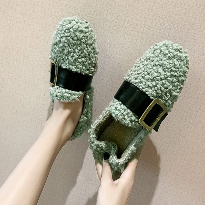 

All-Match Winter Shoes Women Casual Female Sneakers Round Toe 2019 Fashion Women's Flats Loafers Fur New Modis Moccasin Dress