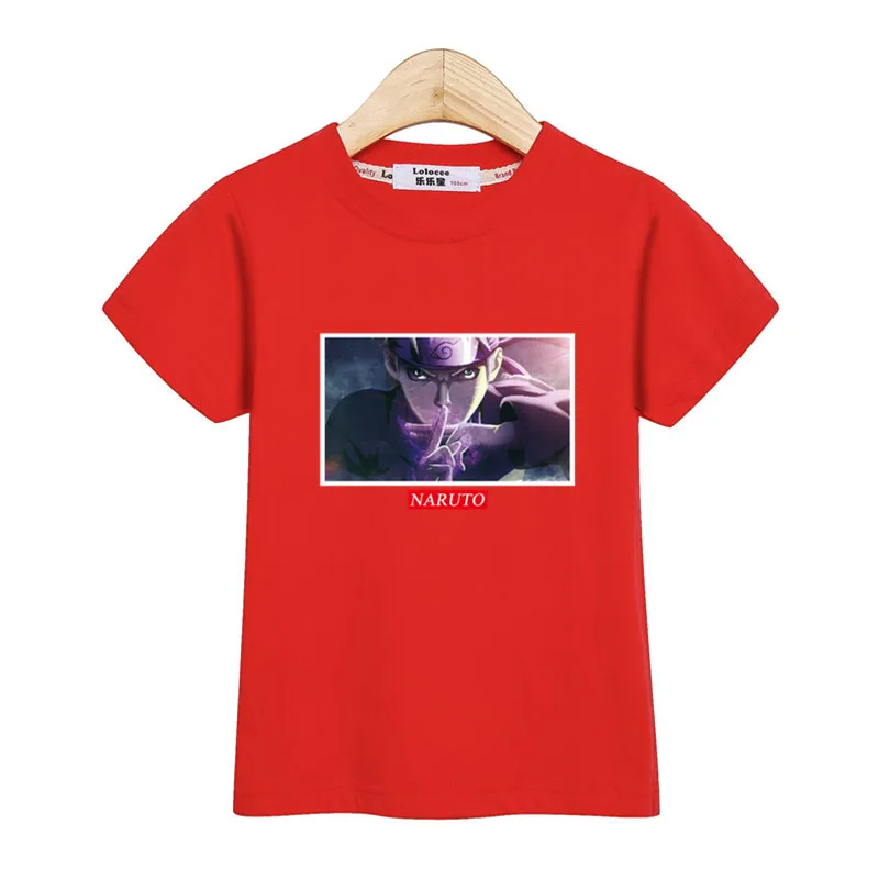 Детская футболка с аниме топы с короткими рукавами для мальчиков, футболки с изображением Наруто, костюмы, детская повседневная хлопковая рубашка Летняя брендовая футболка 4-14T