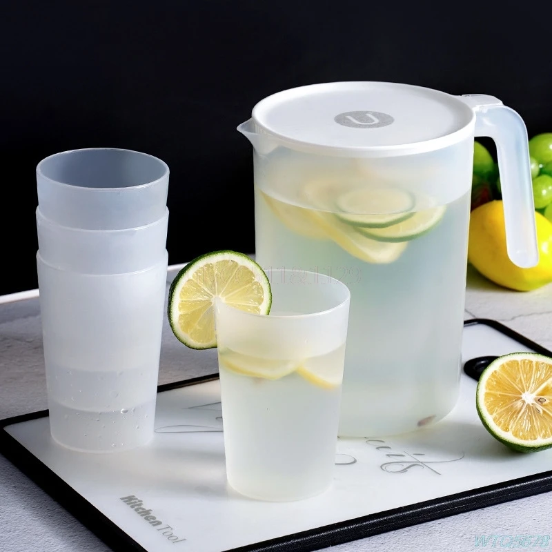 4pcs/1pcs Household Cold Water Kettle Plastic Water Cup Teapot Home Large Capacity Jug
