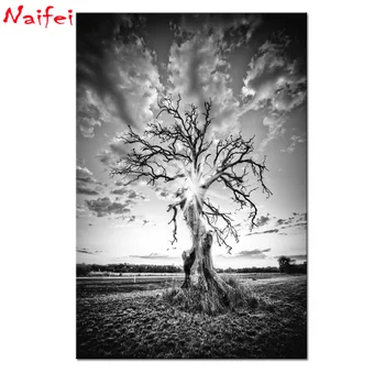 

Modern Black White art life Tree diy 5d Diamond Embroidery Cross Stitch Full Square/Round Diamond Painting Handmade Home Decor