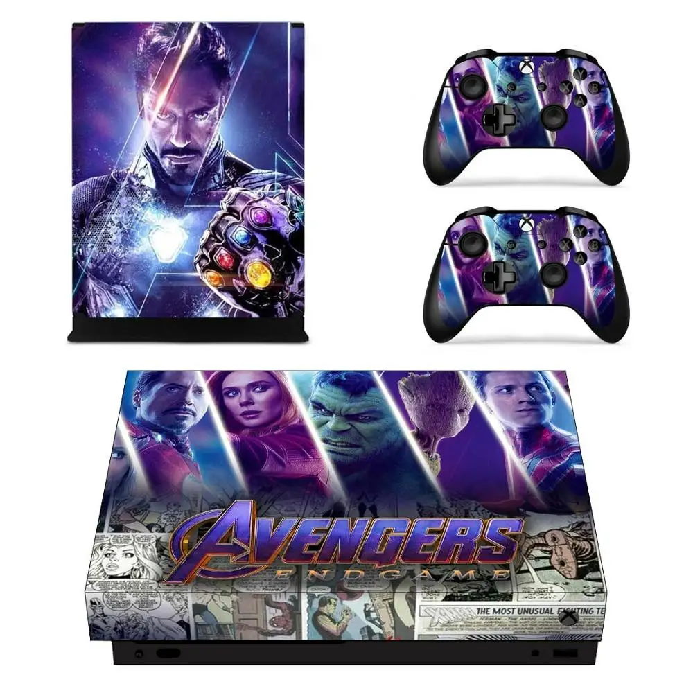 YSX1X2177 Мстители Endgame полное покрытие для игры кожная консоль и наклейка на контроллер для Xbox One X консоль+ наклейка для контроллера - Цвет: YSX1X2177