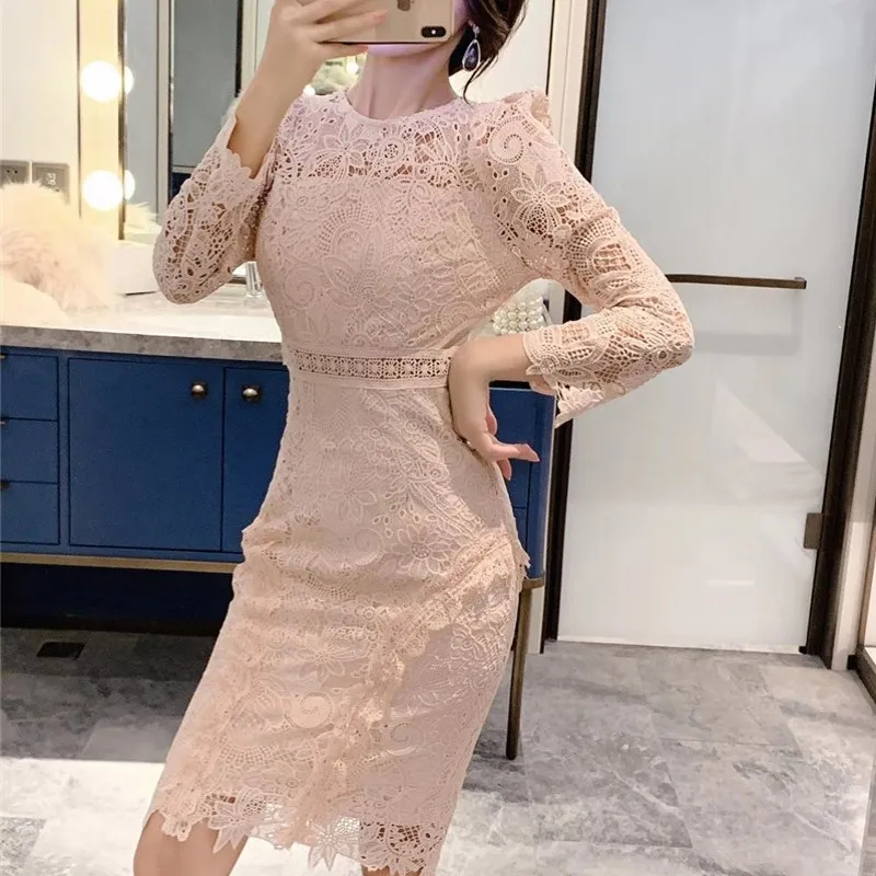 New Arrival spring Autumn Self-portrait Hollow out Embroidery Lace Dress Women Patchwork Luxury Runway Dresses vestidos