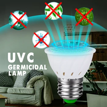 

E27 UV Desinfection Lamp E14 LED Sterilizer Lamp LED UVC Germicidal Bulb GU10 Ultraviolet Light 72 112 leds Amuchina 110/220V