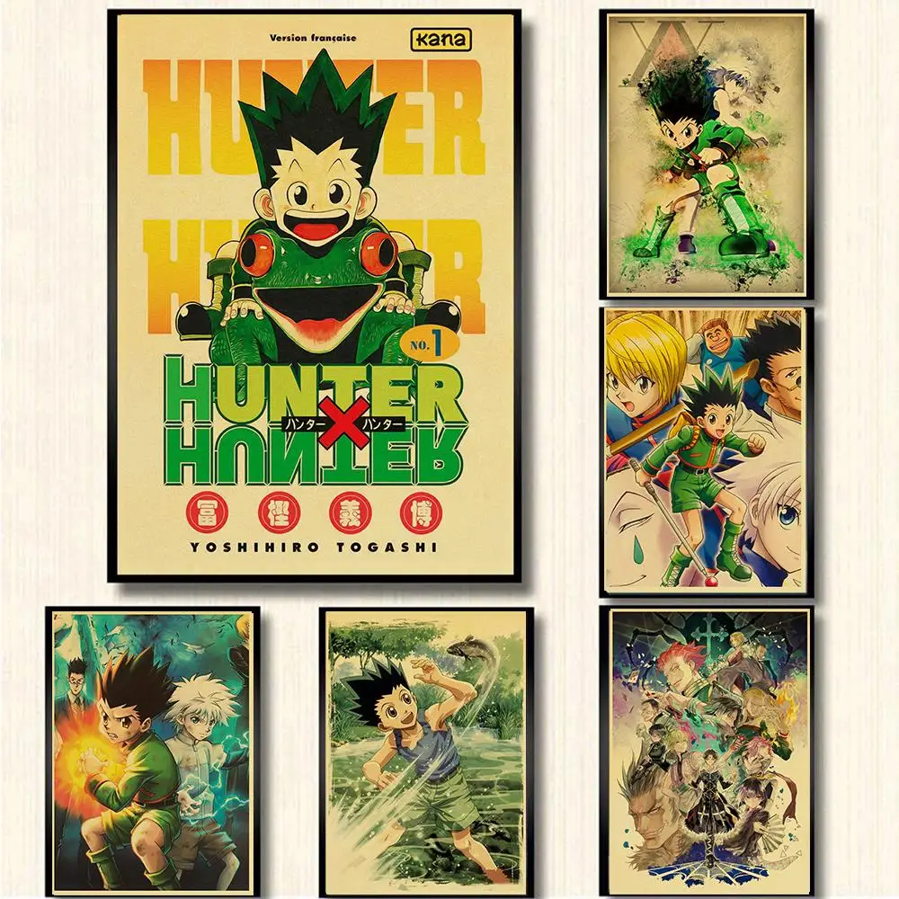 New hot anime HUNTER×HUNTER Retro Poster kraft Paper Prints Clear Image room Bar Home Art painting wall sticker