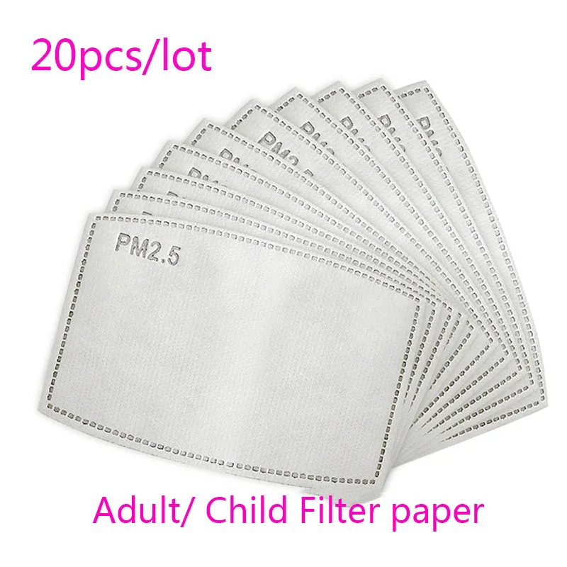 20pcs PM2.5 Filter paper Anti Haze mouth Mask dust mask Filter paper Health protection Adult for chiild kids mask filters wecan fabric mouth face mask pm2 5 mascaras anti haze anti dust masks respirator with 10pcs carbon filter respirator black mask