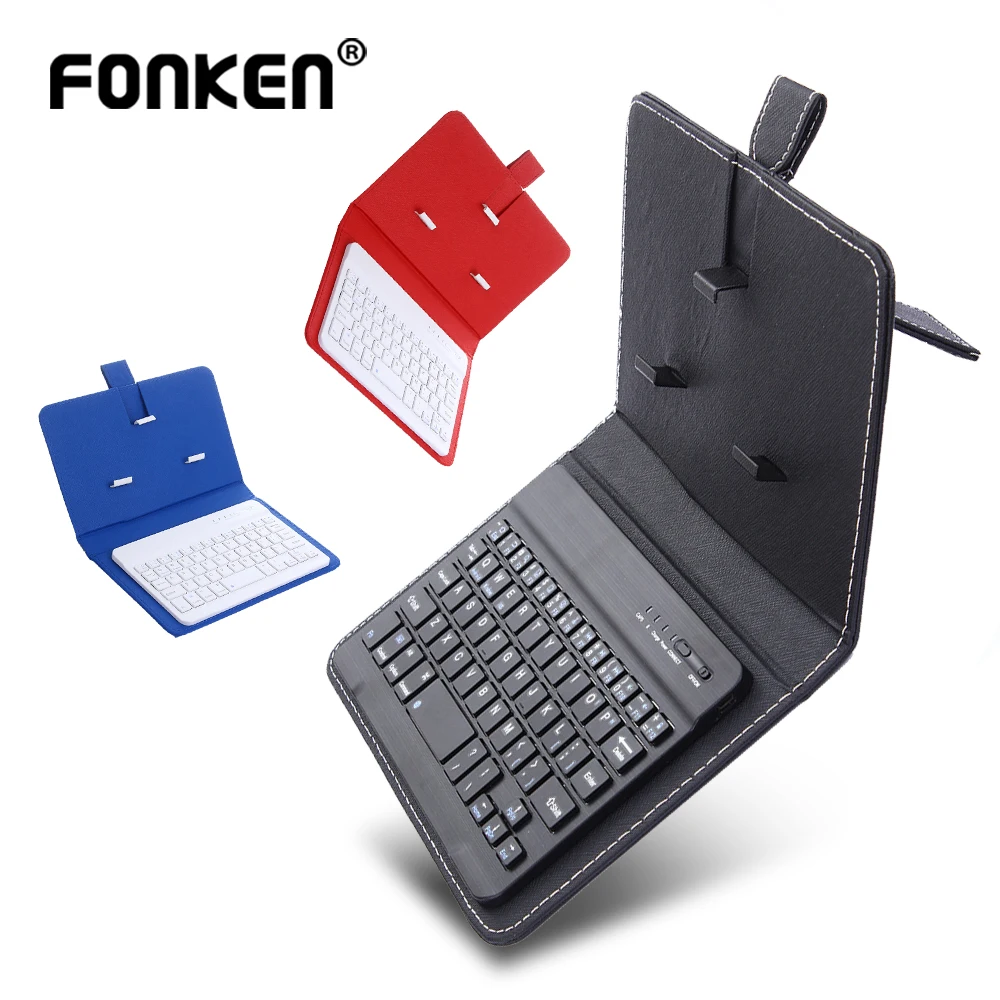 

Universal Wireless Bluetooth Keyboard For Mobile Phone Case Desk Holder Portable Mini Keypad PU Leather Phone Cover Stand