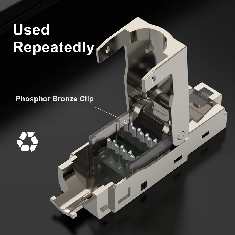 Zoerax-conector Plug Ferramenta Livre Blindado Rj45 Termina Cat8 Cat7 Cat6a Cat8 Terminação de Campo 40gbps - Imagem 2
