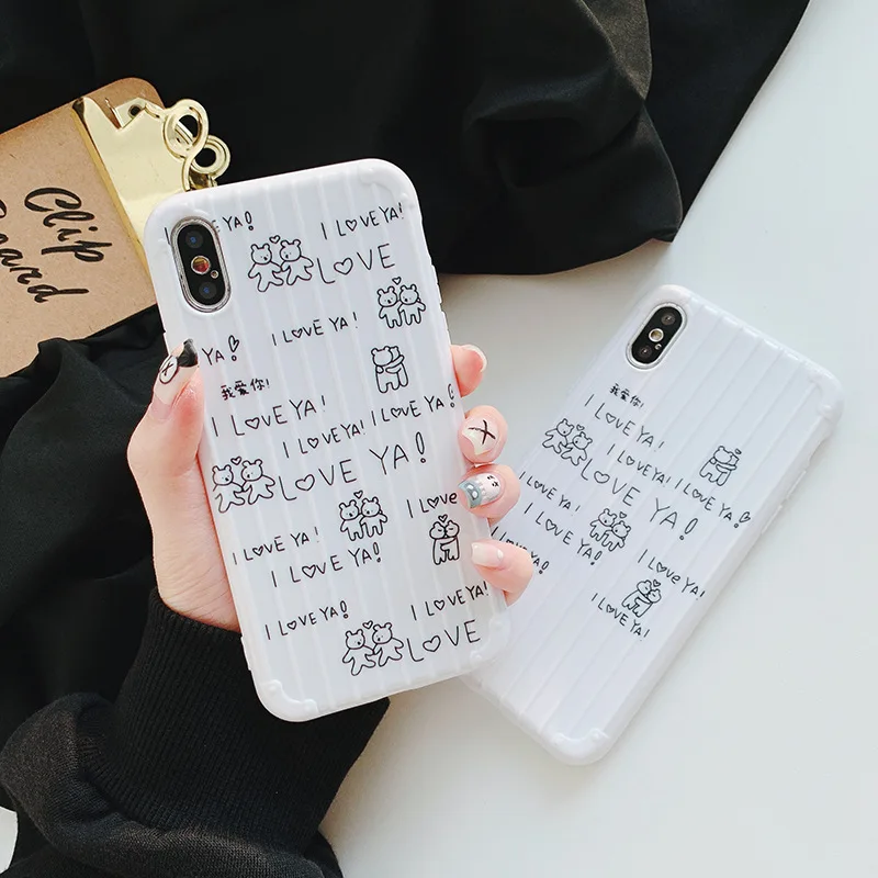 Чехол для iphone 8 силиконовый чехол Забавный граффити любовь медведь милый