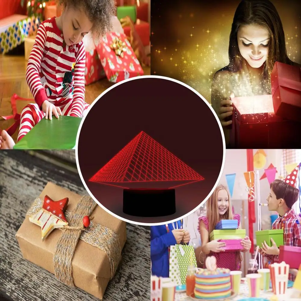 NiteApps 3D Пирамида ночник настольная лампа Иллюзия украшение лампа подарок на день рождения приложение/сенсорное управление