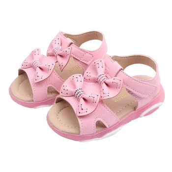 

2020 New Bowknot Led Light Luminous Non-slip Soft Bottom Girl Sandals Shoes