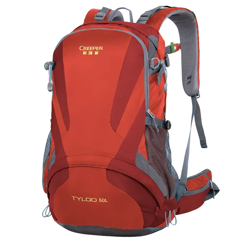 Криперы для спорта на открытом воздухе, альпинизма, рюкзак для кемпинга, походов, походов, рюкзак для путешествий, водонепроницаемый чехол, велосипедные сумки для мужчин 40 50L - Color: Red