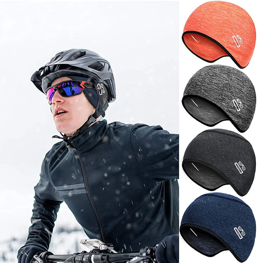 Winter Thermal Cycling Cap Windproof Hat Men Women Bike Inner Helmet Skull Cap 