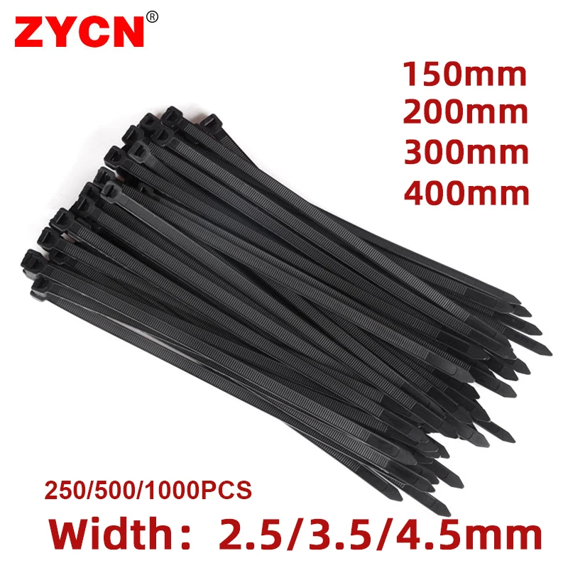 250-500pcs 5mm Self-Locking Network Nylon Plastic Cable Zip Wire Tie Cord Strap 