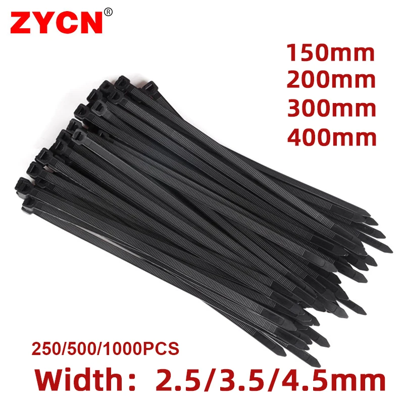 Self-locking Nylon Abraçadeiras Black Wire Zip Strapping Fixadores Industriais Fixadores Largura 2.5 mm 3.5 mm 4.5 mm 250 Pcs 500 Pcs 1000 Pcs