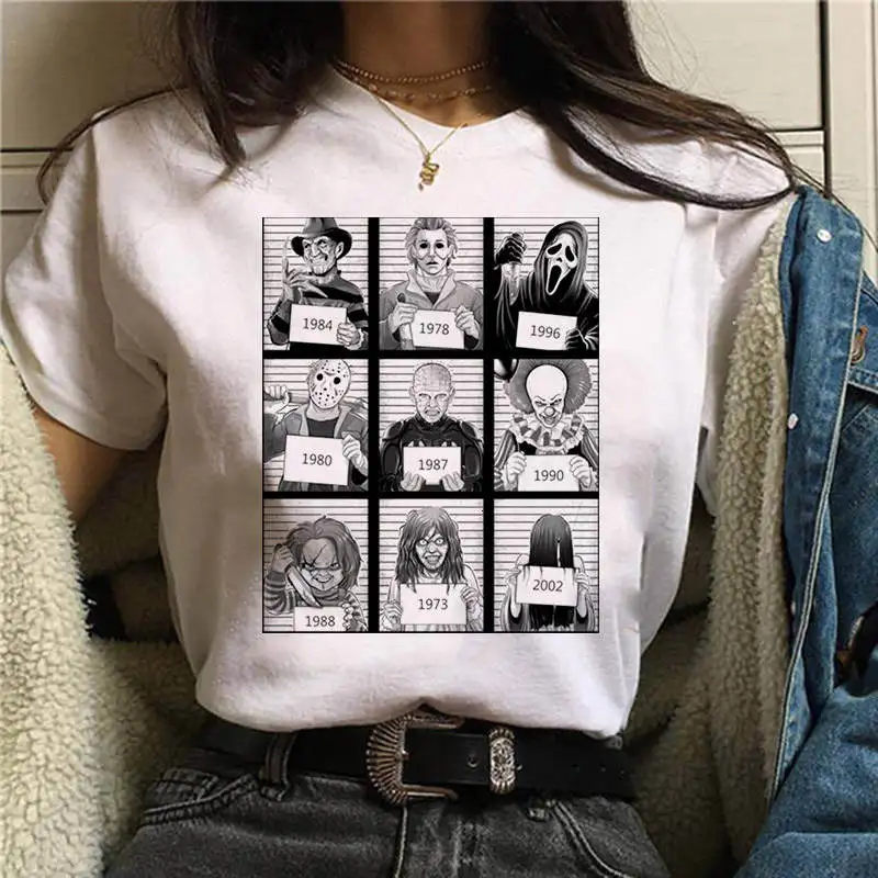 15 Странные Вещи Pennywise Майкл Майерс Джейсон Voorhees Хэллоуин ужас Ouija Ropa Camiseta Das Mulheres Футболка Топ Haut Femme - Цвет: 15