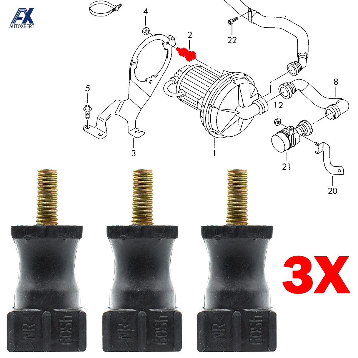 Pompes,Pompe à Air secondaire pour VW Eos AUDI A3 S3 3,2l BUB