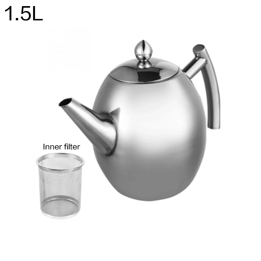 silver 1L 1000/1500 мл Нержавеющая сталь Чай горшок Кофе горшок Чай горшок чайник для воды с фильтром большой Ёмкость Чай пуэр из провинции Чай горшок - Цвет: silver 1L