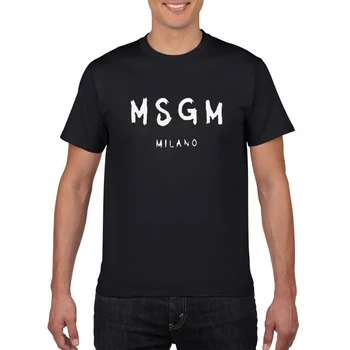 

Fashion MSGM printing men's 100% cotton T-shirts Summer Tee male workout t shirts Short sleeves MILANO letter print tops