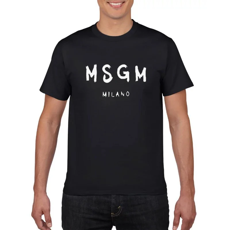 Модные MSGM печати для мужчин 100% хлопок футболки летняя футболка Мужской