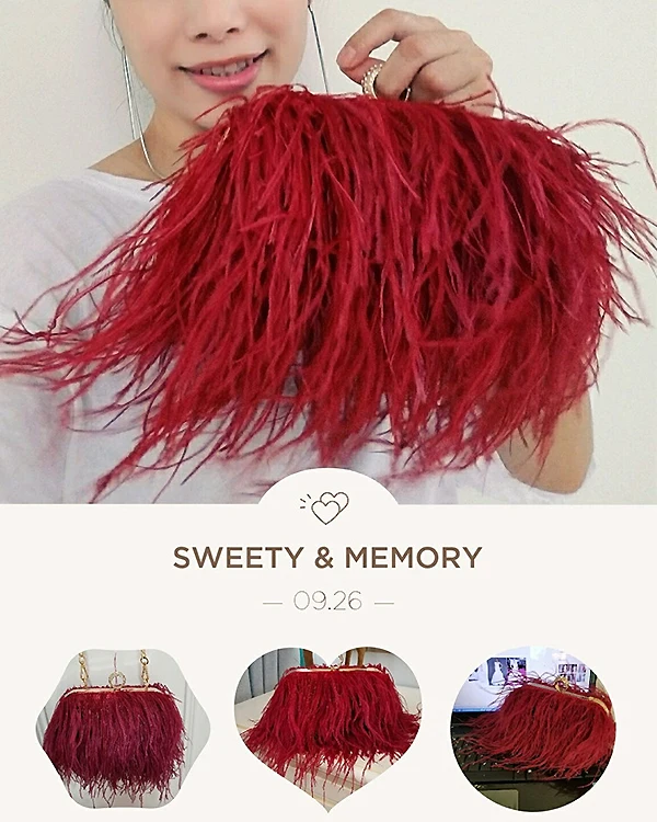 2022 Luxury Ostrich Feather Party Evening Clutch Bag Women Wedding Purses and Handbags Small Shoulder Chain Bag Designer Bag