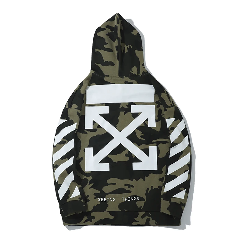 Камуфляжная косая полоска 19ss Off-White OW Мужская/Женская осенне-зимняя Модная хлопковая Повседневная Толстовка с капюшоном Свободная куртка с капюшоном