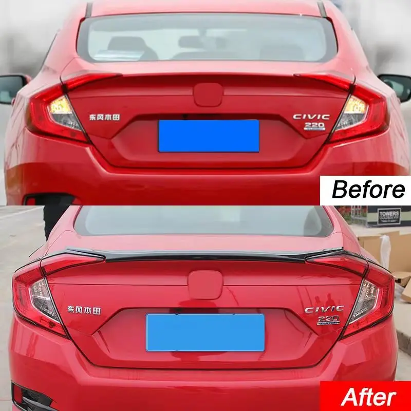 ABS пластик заднего крыла праймер задний спойлер для HONDA civic 10th нет необходимости пробивать