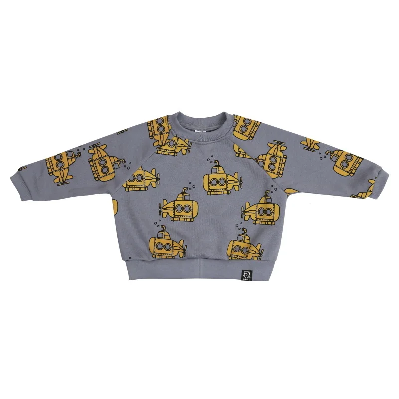 Детские свитера; коллекция года; бренд Kukukid; Новинка; Зимние толстовки с рисунком для мальчиков и девочек; детский хлопковый пуловер; верхняя одежда - Цвет: submarine sweater