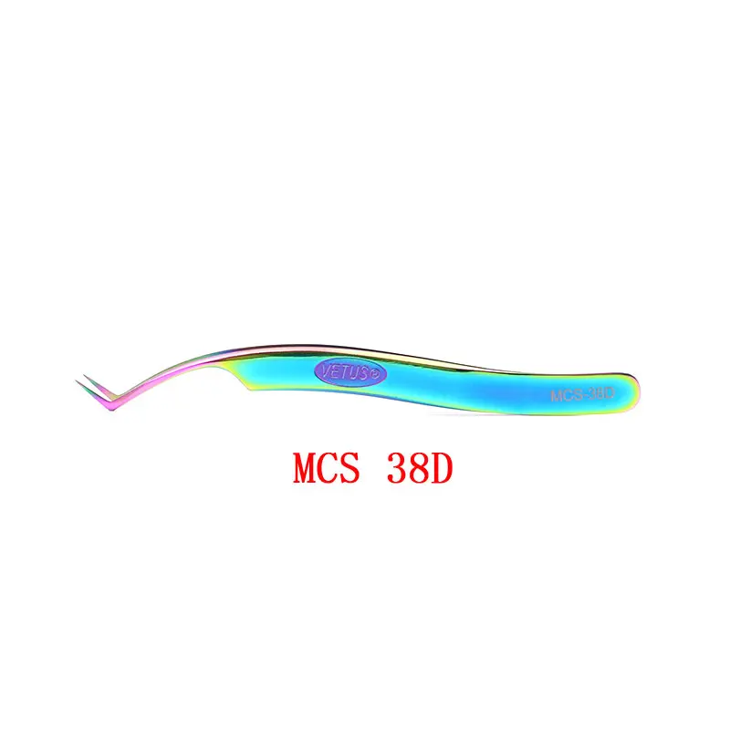 Vetus Upgrade 3D 6D Пинцет для объемных ресниц пинцет для бровей отличное закрытие ультра тонкий наконечник пинцет для наращивания ресниц - Цвет: MCS 38D multicolor