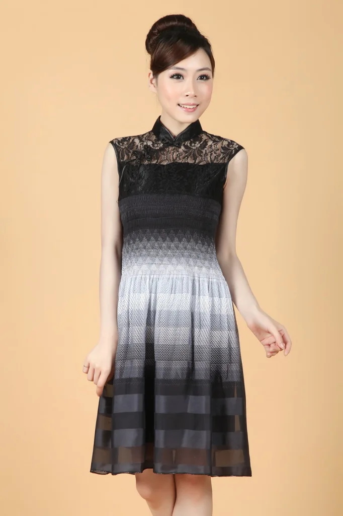 Летняя одежда, стиль, женское кружевное платье Cheongsam 2230-1, модное повседневное приталенное одноцветное платье Cheongsam