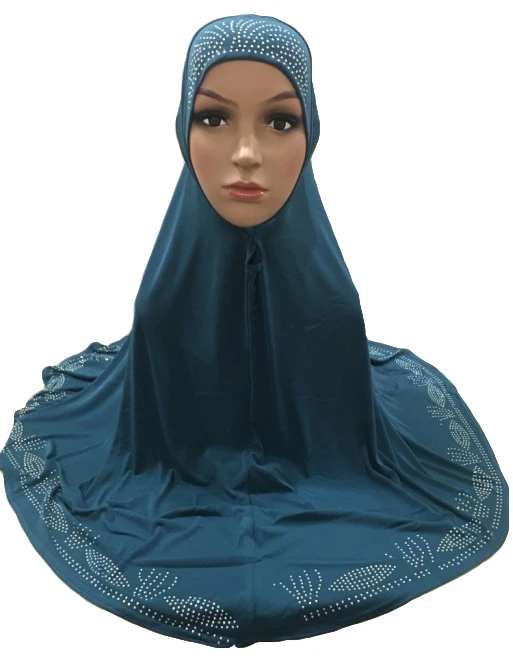 Один кусок Hijab шарф Мусульманский Amira молитва Khimar шляпа Женщины исламский головной убор над головой тюрбан, головной платок полное покрытие поклонения службы - Цвет: Dark Green