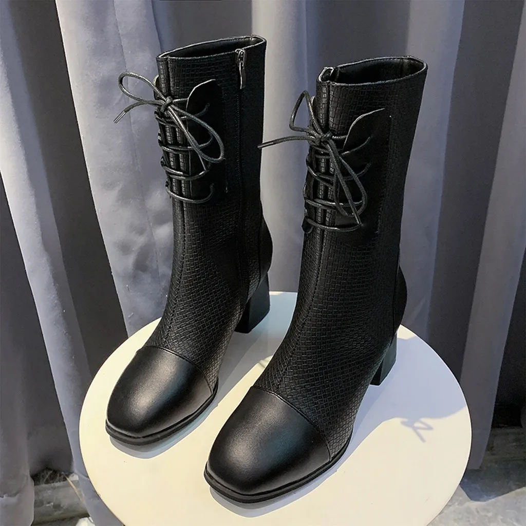 High-heeled Pu Leather Women Winter Boots Thick Wool Warm Women Martin Boots High-quality Female Snow Boots Plus Size 35-40#3