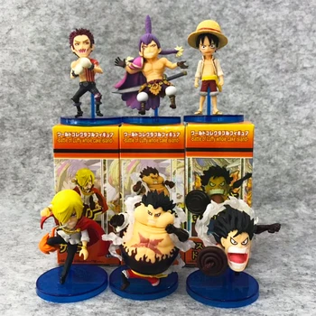 

6pcs/Set One Piece 7-9cm Pvc Action Figure Q Version WCF VOL 4 Charlotte Katakuri Monkey D Luffy Sanji Figure toys christmas