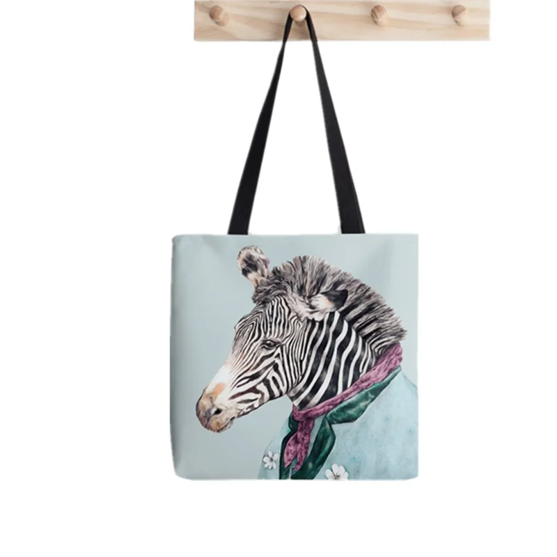 Shopper wolf and sakura in moonlight Printed Tote Bag women Harajuku shopper handbag girl Shoulder shopping bag Lady Canvas Bag