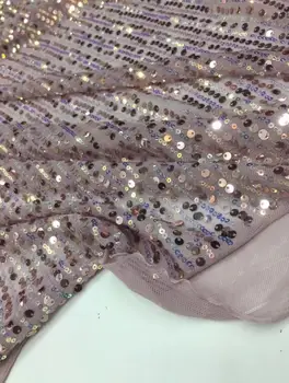 

embroidery french lace fabric with sequins S-18683 nice French tulle mesh lace fabric with sequins