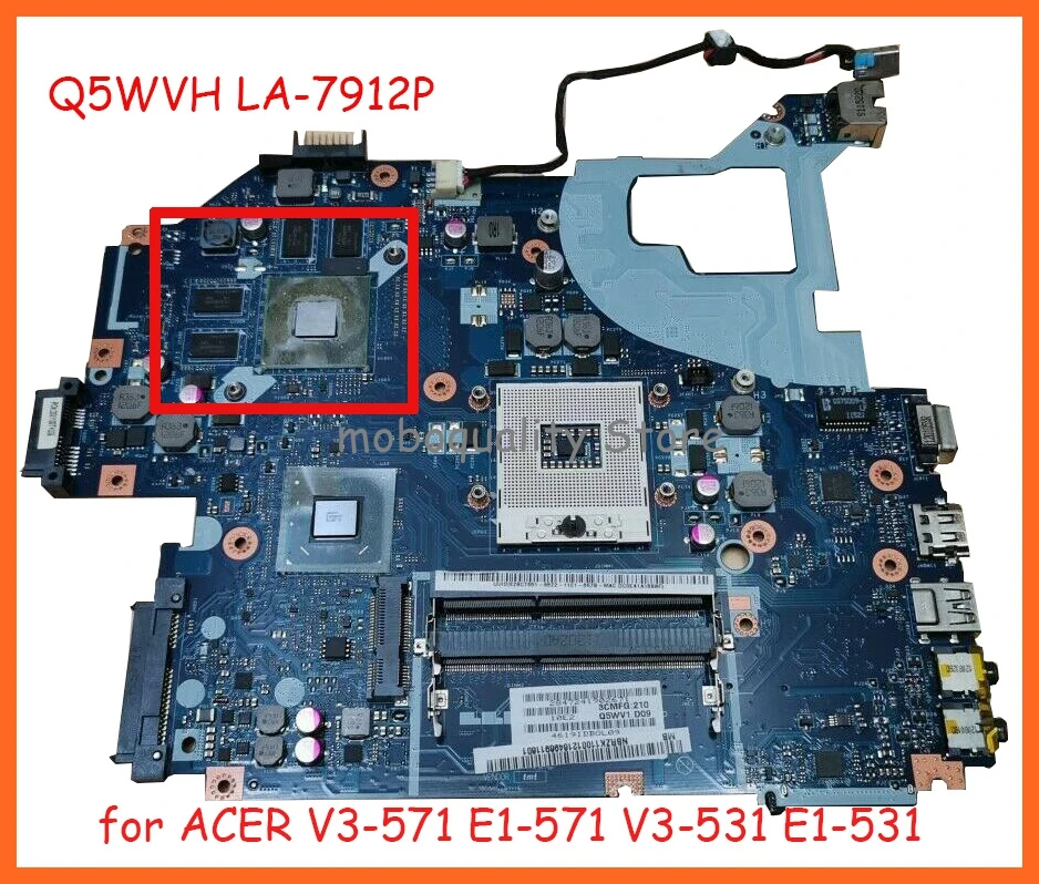 

NBRZP11001 Q5WVH LA-7912P For Acer aspire V3-571 V3-571G E1-571G Laptop Motherboard HM77 DDR3 GT640M 2GB 100% test work