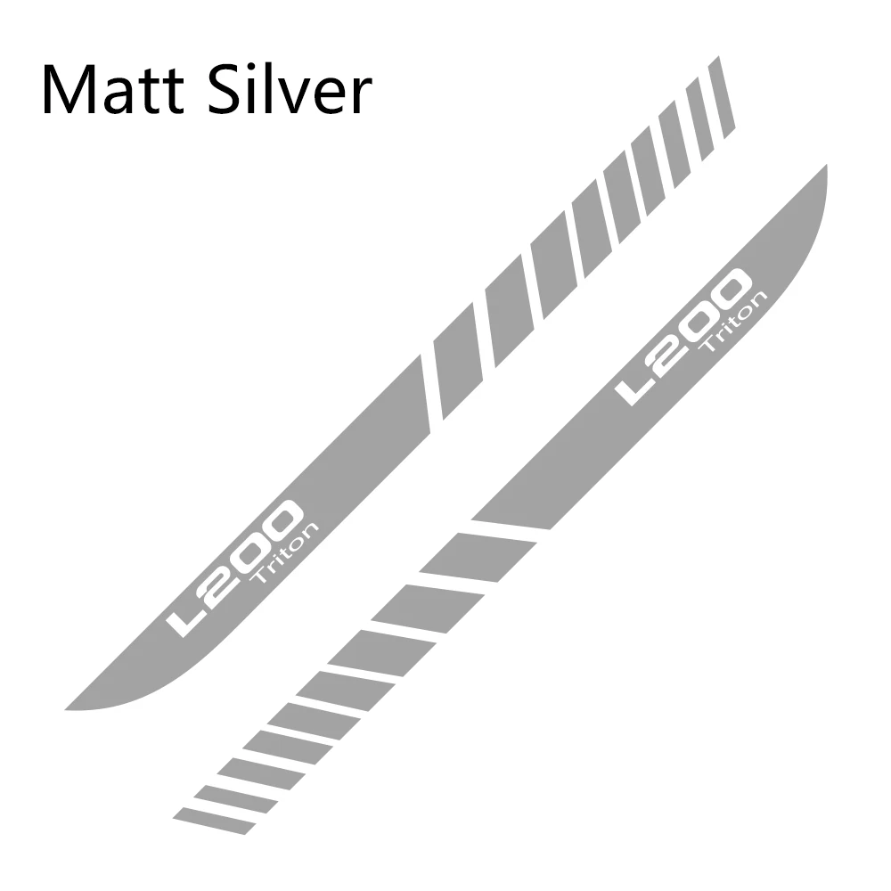 Matt Sliver 2 шт. автомобильные длинные боковые полосы наклейки для Mitsubishi L200 Triton авто Спорт DIY виниловая пленка наклейки для стайлинга автомобиля аксессуары для тюнинга - Название цвета: Matt Sliver