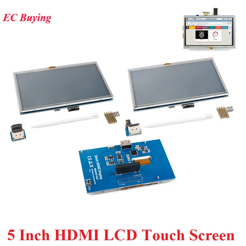 raspberry 5 inch 800x480 hdmi lcd touch screen in stock