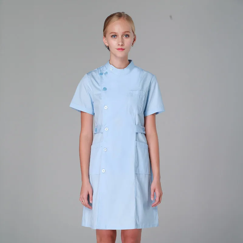 Scrub Uniforms Dress Robe White Women Nursing Scrubs Jacket Full Length Poly Cotton SPA Beautician Veterinary Work Wear Uniform