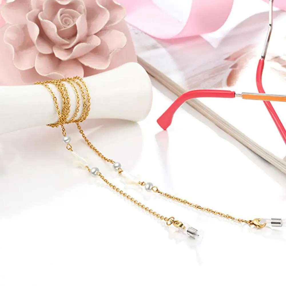 

Stainless Steel Glasses Chain Pearl Cross Sunglasses Rope Cord Holder Neck Strap Lanyard Accessories