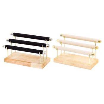 

Velvet 3 Tier T-Bar Bracelet Jewelry Watch Stand Display For Women Girl, 2 Color