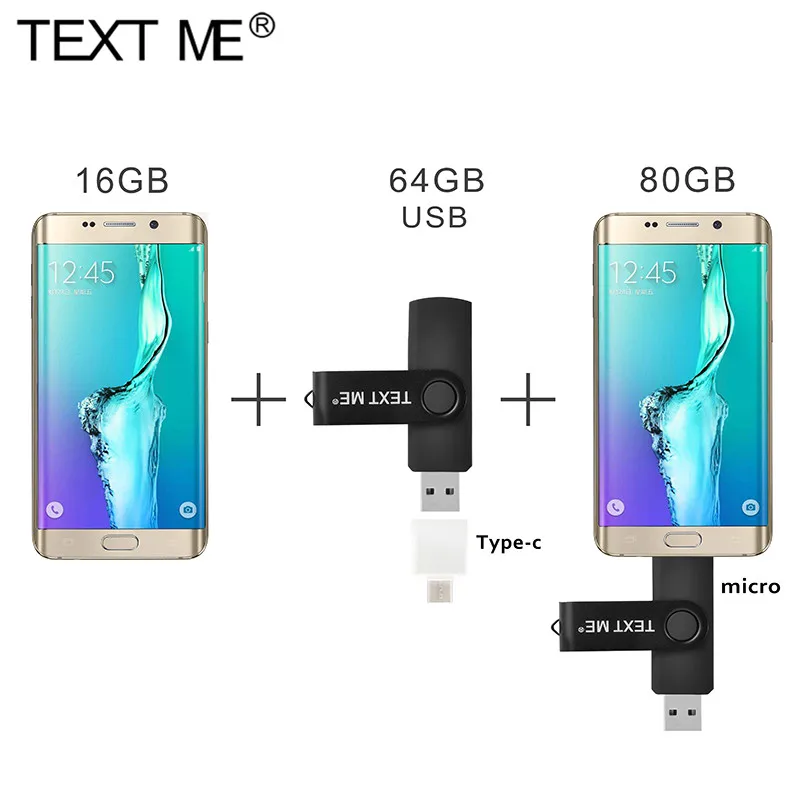 TEXT ME Usb флеш накопители OTG накопитель 3 в 1 Type C Флешка usb флешка 4 ГБ 8 16 32 64 usb2.0 usb|USB