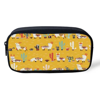 

Lovely Cactus Lama Alpaca Mexico Zipper Pencil Pouch Cosmetic Makeup Bag Office Supplies Travel Accessories Household Supplies