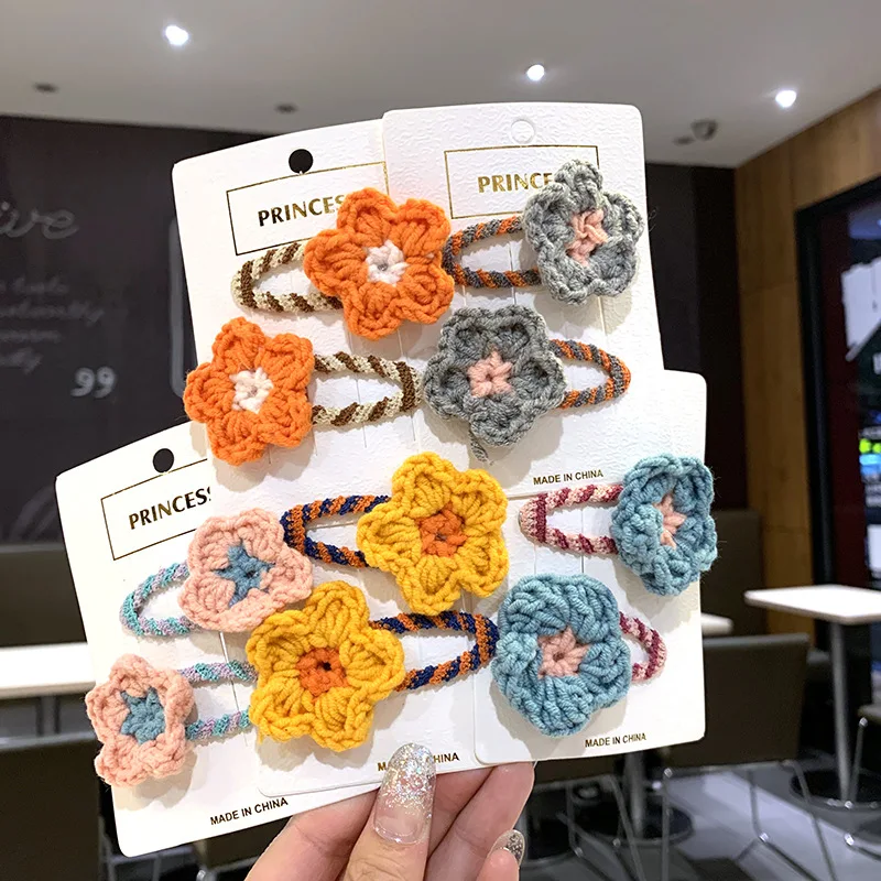 

Winter New Kawaii Wool Flower Children Hairpins BB Clip Barrettes Accessories For Girls Kids Hair Clips Pins Hairgrip Headwear